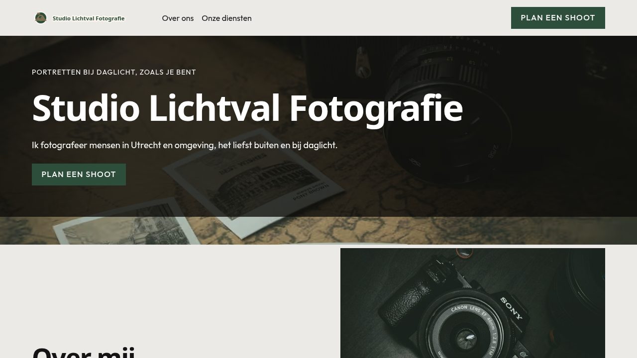 Homepage screenshot van Studio Lichtval Fotografie