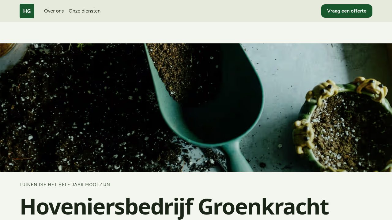 Homepage screenshot van Hoveniersbedrijf Groenkracht
